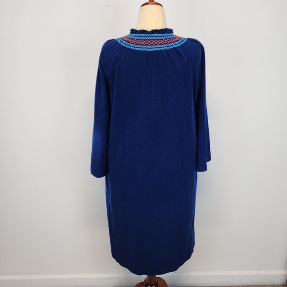 Vintage Vanity Fair Velour Housecoat Robe Size M Blue Button Up Long Sleeve - Picture 2 of 13